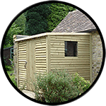 Image of a shed on the side of a building